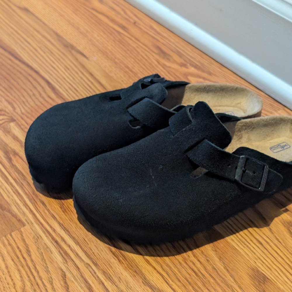 Birkenstock Boston Soft FootbedSuede Leather - Black - Picture 9 of 14